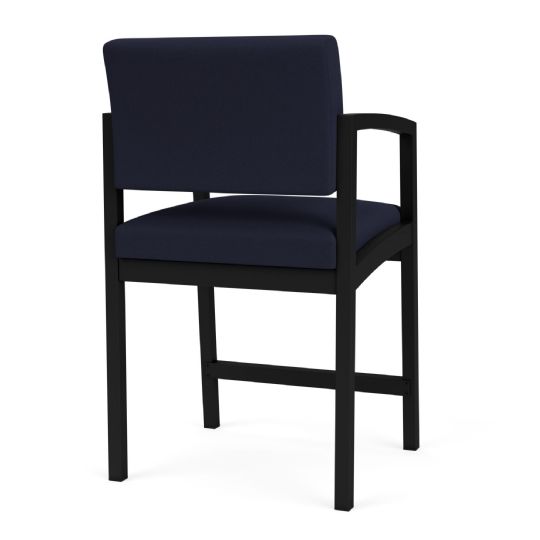 Hip Chair back view with navy upholstery and black frame