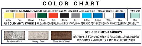 Choose from a variety of Standard and Designer Mesh colors. 
