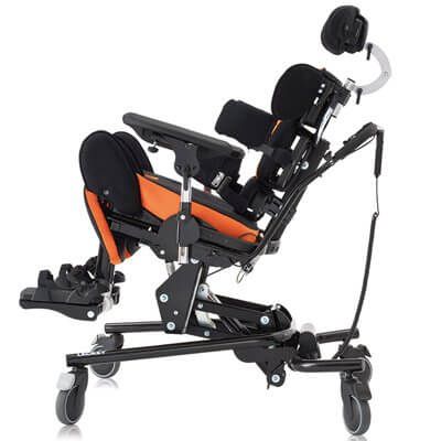 Leckey Mygo Pediatric Seating System Shown from the side view in the orange option