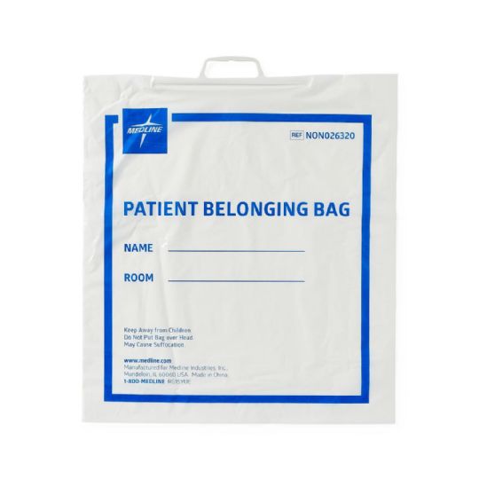White Patient Belongings Bags with Rigid Handles