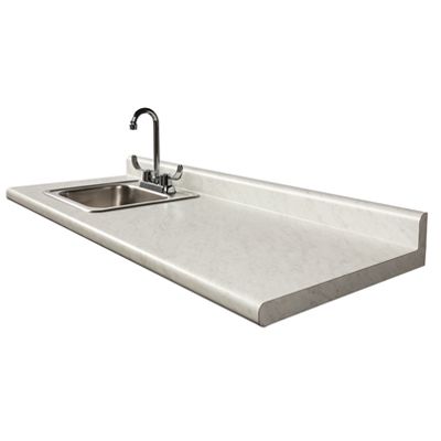 Postform Counter with Sink in White Cararra (P1)