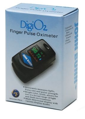 Packaging for the John Bunn DigiO2 Finger Pulse Oximeter 