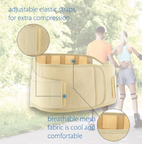 Has adjustable elastic straps for extra compression and breathable mesh fabric
