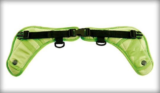 Pictured is the Pelvic Harness shown in green