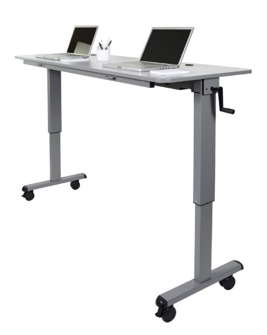 Adjusted to a standing height laptop workstation. 