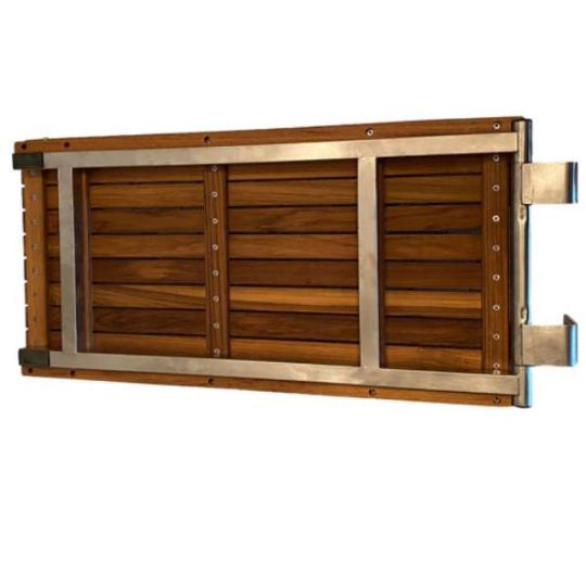 Teak Bath Bench - Underneath View - Shows How the Bench Locks in Place