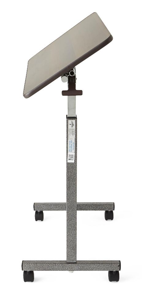 Tilt Top H-Base Overbed Table with Wheels - Side View