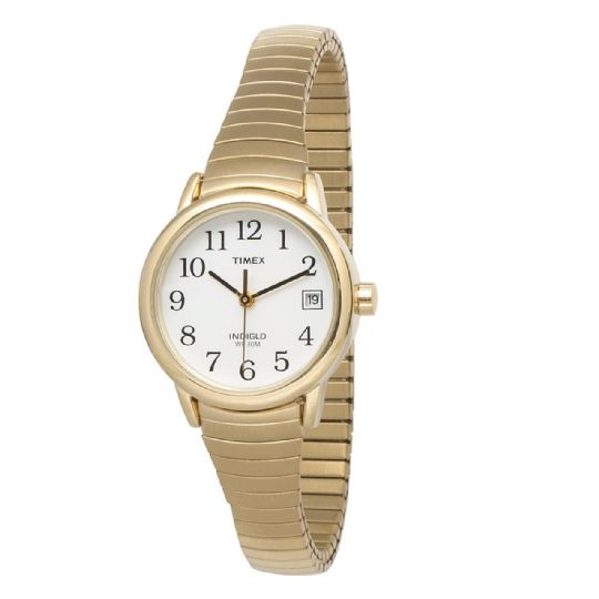 LadiesTimex Indiglo Watch,  White Face, Gold Tone Expansion Band