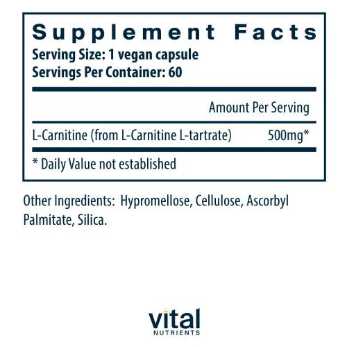 L-Carnitine Vitamin Supplement for Energy and Metabolism Boost L-Carnitine Vitamin Supplement for Energy and Metabolism Boost