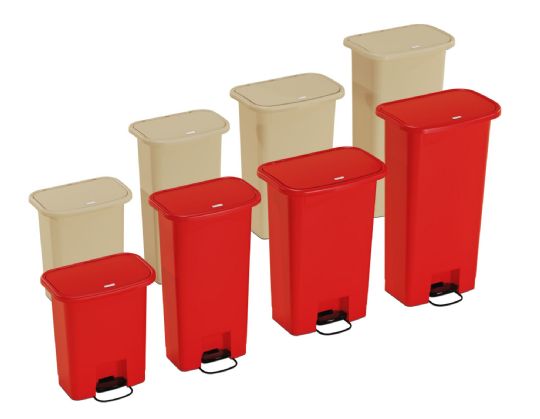 Detecto Waste Mate Plastic Receptacle - Beige and Red Line