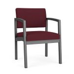 Lenox Steel Guest Chair with CHARCOAL Frame Finish and WINE Upholstery