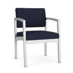 Lenox Steel Guest Chair with SILVER Frame Finish and NAVY Upholstery