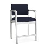Lenox Steel Hip Chair with SILVER Frame Finish and NAVY Upholstery
