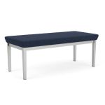 Lenox Steel Bench with SILVER Frame Finish and BLUEBERRY Upholstery