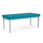 Lenox Steel Bench with SILVER Frame Finish and WATERFALL Upholstery