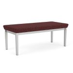 Lenox Steel Bench with SILVER Frame Finish and NEBBIOLO Upholstery