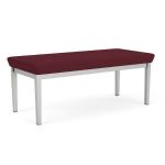 Lenox Steel Bench with SILVER Frame Finish and WINE Upholstery