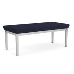 Lenox Steel Bench with SILVER Frame Finish and NAVY Upholstery