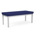 Lenox Steel Bench with SILVER Frame Finish and COBALT Upholstery