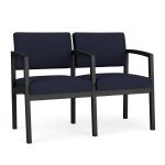 Lenox Steel 2 Seat Sofa with BLACK Frame Finish and NAVY Upholstery