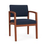 Lenox Wood Guest Chair with CHERRY Frame Finish and BLUEBERRY Upholstery