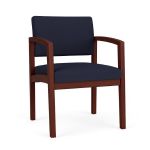 Lenox Wood Guest Chair with MAHOGANY Frame Finish and NAVY Upholstery
