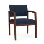 Lenox Wood Guest Chair with WALNUT Frame Finish and BLUEBERRY Upholstery