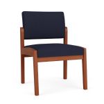 Lenox Wood Waiting Room Guest Chair with CHERRY Frame Finish and NAVY Upholstery