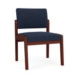 Lenox Wood Waiting Room Guest Chair with MAHOGANY Frame Finish and BLUEBERRY Upholstery