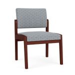 Lenox Wood Waiting Room Guest Chair with MAHOGANY Frame Finish and FOG Upholstery