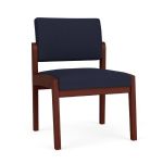 Lenox Wood Waiting Room Guest Chair with MAHOGANY Frame Finish and NAVY Upholstery