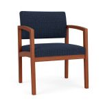 Lenox Wood Oversize Waiting Room Chair with CHERRY Frame Finish and BLUEBERRY Upholstery