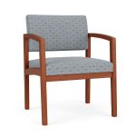 Lenox Wood Oversize Waiting Room Chair with CHERRY Frame Finish and FOG Upholstery