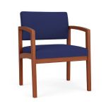 Lenox Wood Oversize Waiting Room Chair with CHERRY Frame Finish and COBALT Upholstery