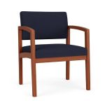 Lenox Wood Oversize Waiting Room Chair with CHERRY Frame Finish and NAVY Upholstery