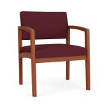 Lenox Wood Oversize Waiting Room Chair with CHERRY Frame Finish and WINE Upholstery