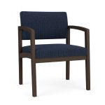 Lenox Wood Oversize Waiting Room Chair with MOCHA Frame Finish and BLUEBERRY Upholstery