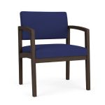 Lenox Wood Oversize Waiting Room Chair with MOCHA Frame Finish and COBALT Upholstery
