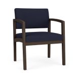 Lenox Wood Oversize Waiting Room Chair with MOCHA Frame Finish and NAVY Upholstery