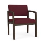 Lenox Wood Oversize Waiting Room Chair with MOCHA Frame Finish and WINE Upholstery