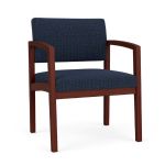 Lenox Wood Oversize Waiting Room Chair with MAHOGANY Frame Finish and BLUEBERRY Upholstery