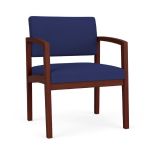 Lenox Wood Oversize Waiting Room Chair with MAHOGANY Frame Finish and COBALT Upholstery