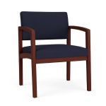 Lenox Wood Oversize Waiting Room Chair with MAHOGANY Frame Finish and NAVY Upholstery