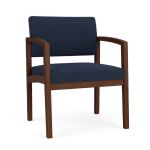 Lenox Wood Oversize Waiting Room Chair with WALNUT Frame Finish and BLUEBERRY Upholstery