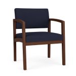 Lenox Wood Oversize Waiting Room Chair with WALNUT Frame Finish and NAVY Upholstery