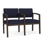 Wooden 2 Seat Sofa with MOCHA Frame Finish and NAVY Upholstery