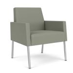 Mystic Lounge Waiting Room Guest Chair with SILVER Frame Finish and EUCALYPTUS Upholstery