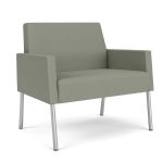 Mystic Lounge Bariatric Waiting Room Chair with SILVER Frame Finish and EUCALYPTUS Upholstery
