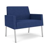 Mystic Lounge Bariatric Waiting Room Chair with SILVER Frame Finish and BLUEBERRY Upholstery