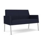 Mystic Lounge Loveseat with SILVER Frame Finish and NAVY Upholstery